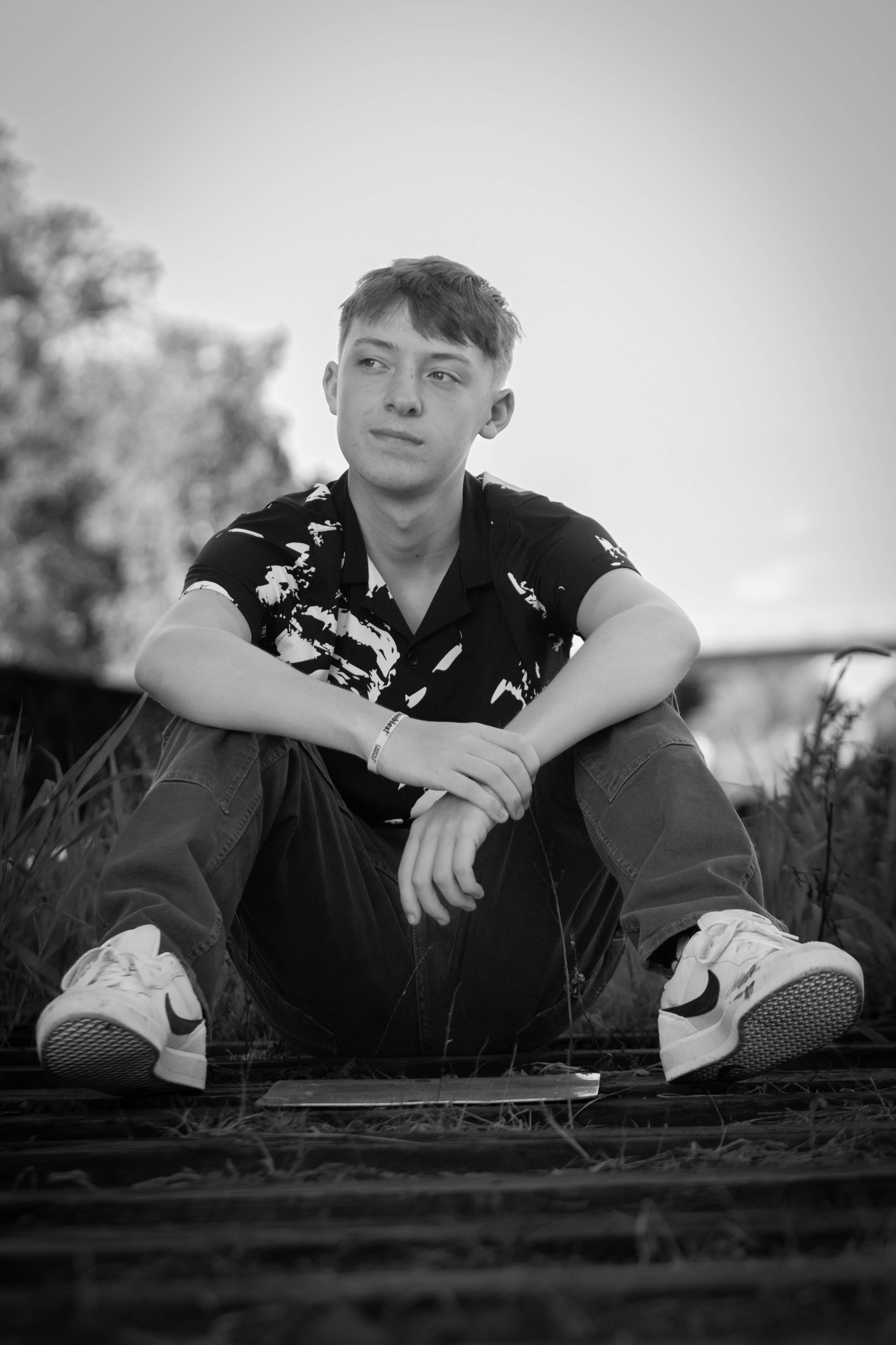 BW On Train Tracks